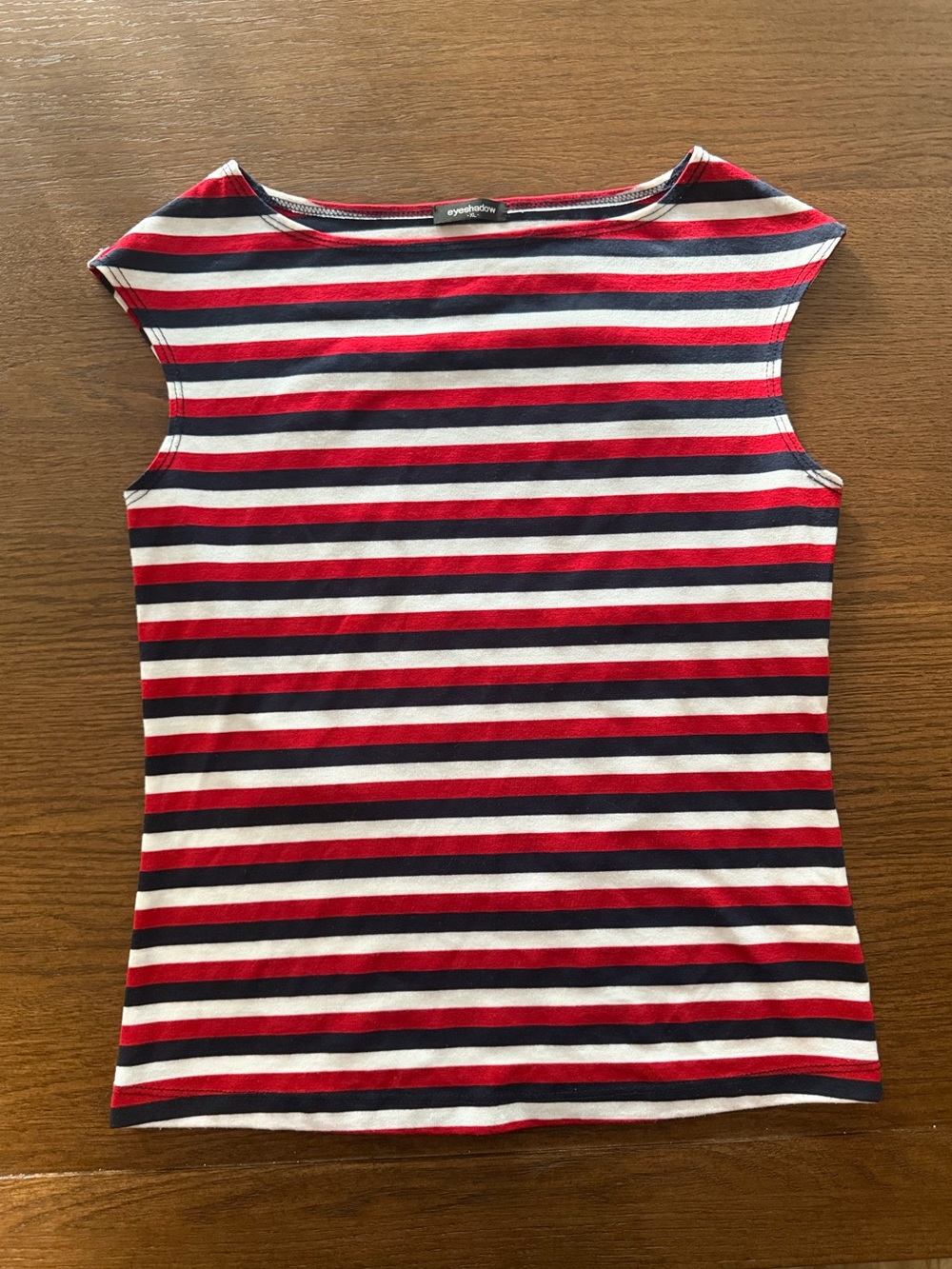 Eyeshadow Red, White & Navy Striped Sleeveless Tank